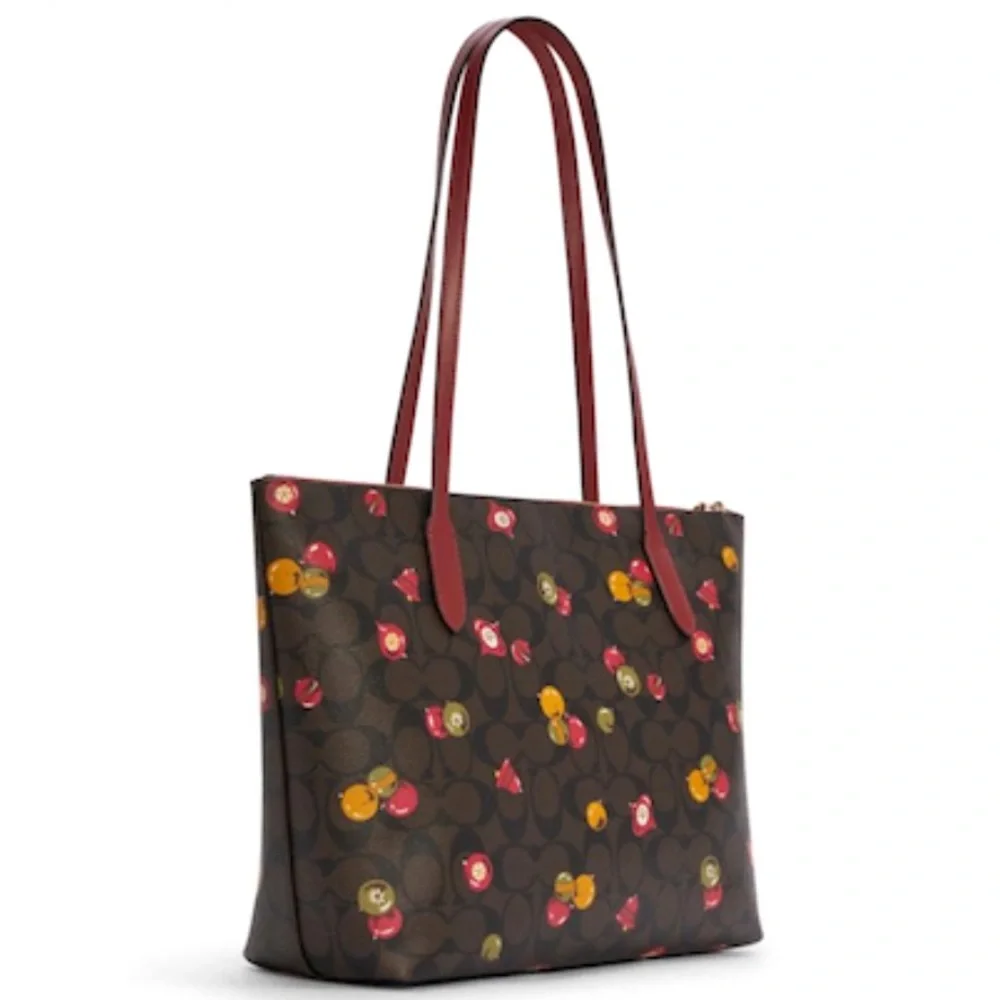 COACH Zip Top Tote In Signature Canvas With Ornament Print - Picture 3 of 5
